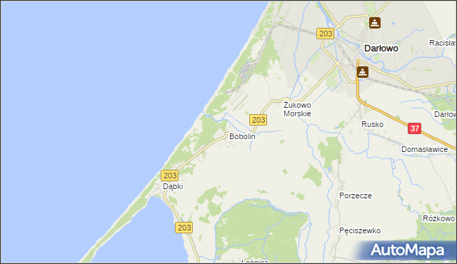 mapa Bobolin gmina Darłowo, Bobolin gmina Darłowo na mapie Targeo