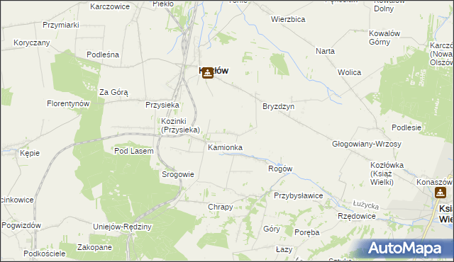 mapa Bogdanów gmina Kozłów, Bogdanów gmina Kozłów na mapie Targeo