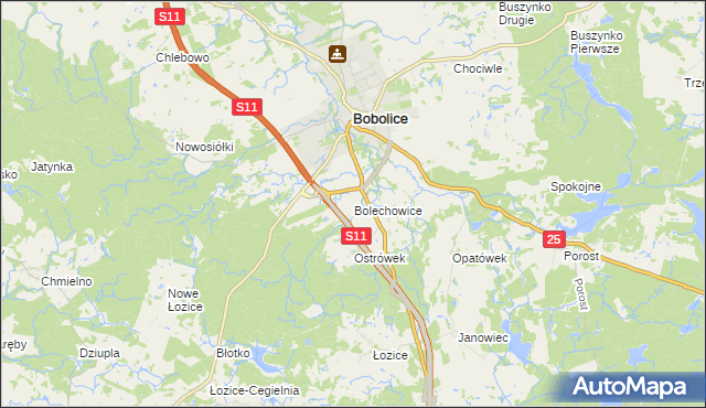 mapa Bolechowice gmina Bobolice, Bolechowice gmina Bobolice na mapie Targeo