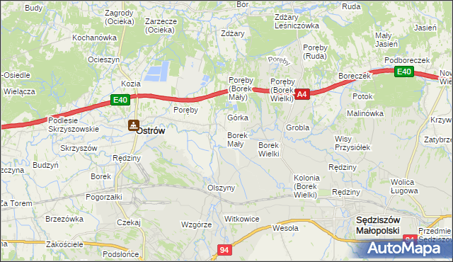 mapa Borek Mały, Borek Mały na mapie Targeo