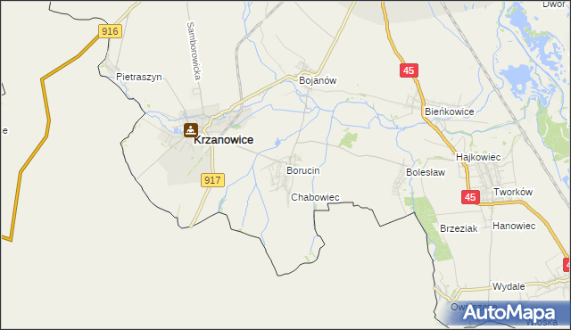 mapa Borucin gmina Krzanowice, Borucin gmina Krzanowice na mapie Targeo