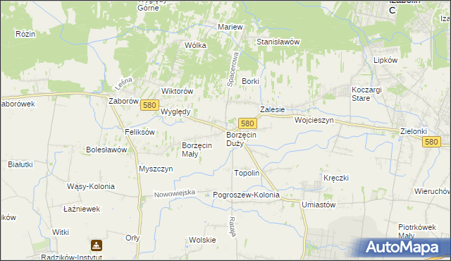 mapa Borzęcin Duży, Borzęcin Duży na mapie Targeo