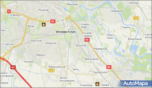 mapa Brochów gmina Wrocław, Brochów gmina Wrocław na mapie Targeo