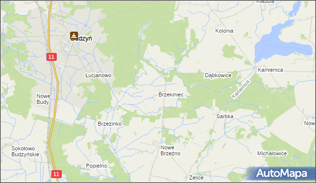 mapa Brzekiniec, Brzekiniec na mapie Targeo