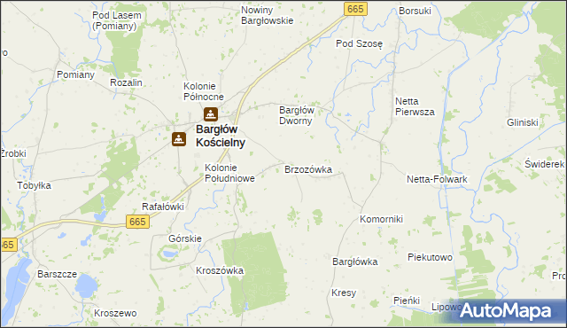 mapa Brzozówka gmina Bargłów Kościelny, Brzozówka gmina Bargłów Kościelny na mapie Targeo