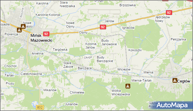 mapa Budy Barcząckie, Budy Barcząckie na mapie Targeo