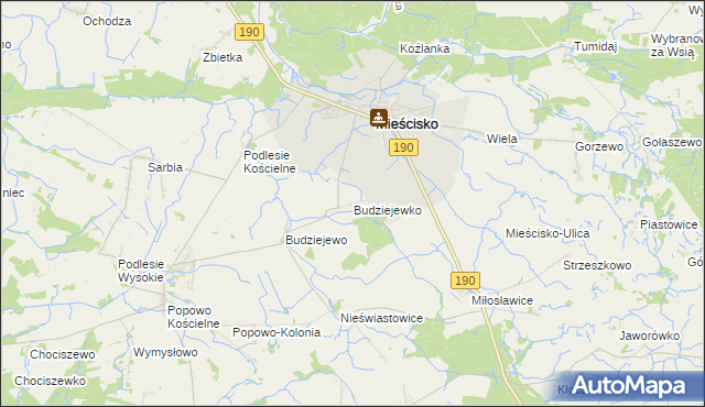 mapa Budziejewko, Budziejewko na mapie Targeo