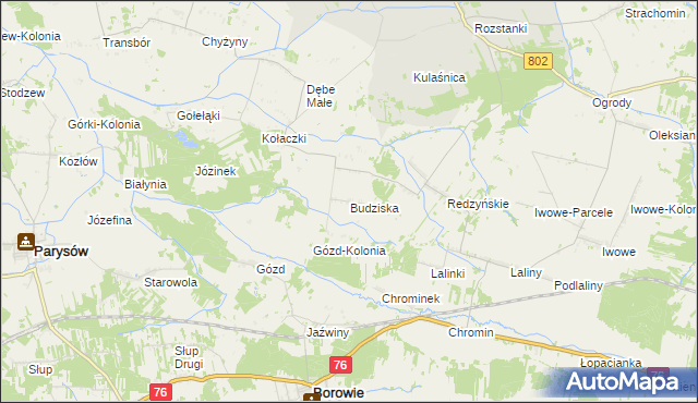 mapa Budziska gmina Latowicz, Budziska gmina Latowicz na mapie Targeo