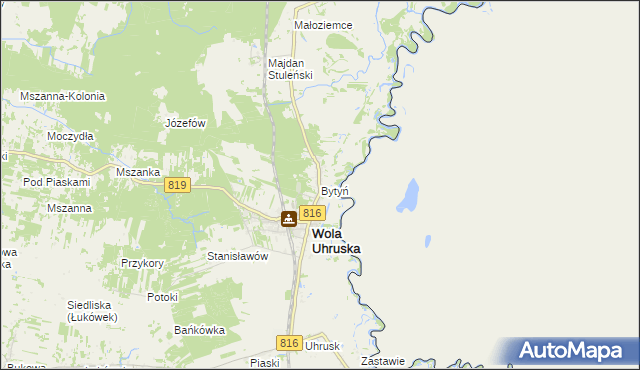 mapa Bytyń gmina Wola Uhruska, Bytyń gmina Wola Uhruska na mapie Targeo