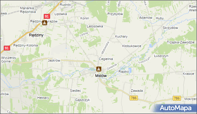 mapa Cegielnia gmina Mstów, Cegielnia gmina Mstów na mapie Targeo