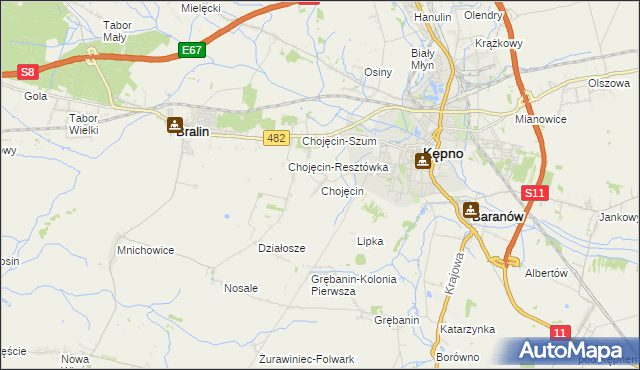 mapa Chojęcin, Chojęcin na mapie Targeo