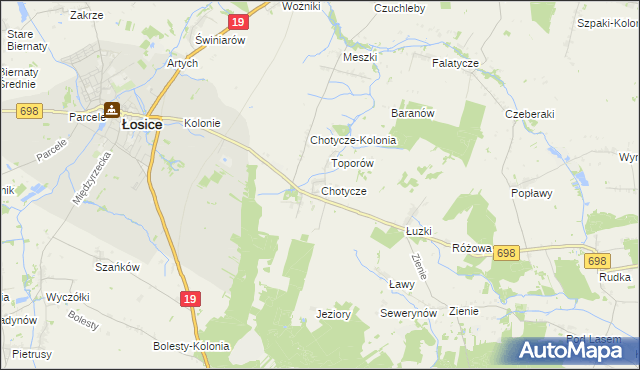 mapa Chotycze, Chotycze na mapie Targeo