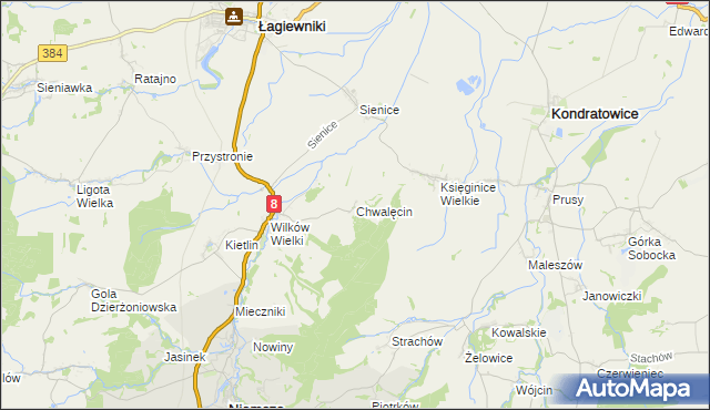 mapa Chwalęcin gmina Niemcza, Chwalęcin gmina Niemcza na mapie Targeo