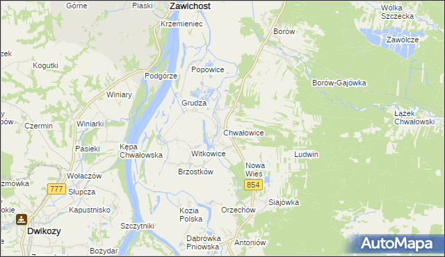 mapa Chwałowice gmina Radomyśl nad Sanem, Chwałowice gmina Radomyśl nad Sanem na mapie Targeo