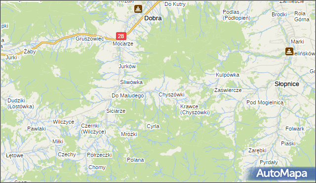 mapa Chyszówki, Chyszówki na mapie Targeo