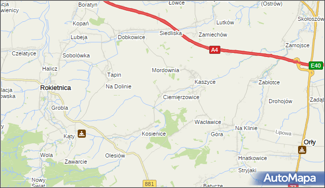 mapa Ciemięrzowice, Ciemięrzowice na mapie Targeo