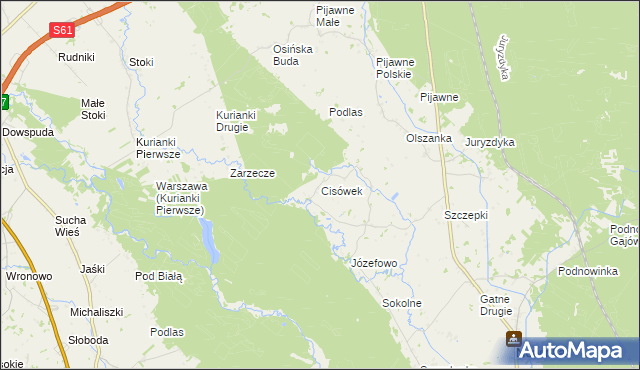 mapa Cisówek gmina Nowinka, Cisówek gmina Nowinka na mapie Targeo
