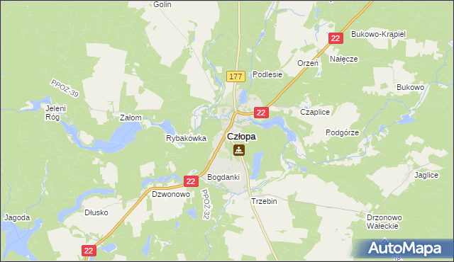 mapa Człopa, Człopa na mapie Targeo