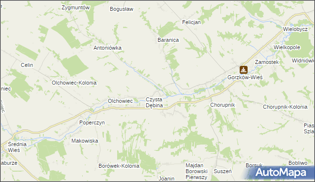 mapa Czysta Dębina-Kolonia, Czysta Dębina-Kolonia na mapie Targeo