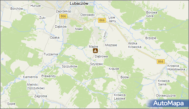 mapa Dąbrowa gmina Lubaczów, Dąbrowa gmina Lubaczów na mapie Targeo