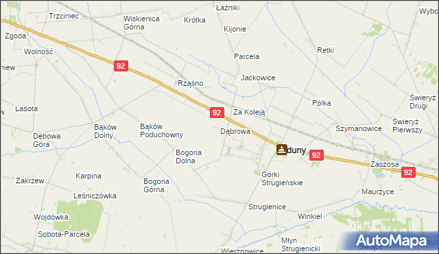 mapa Dąbrowa gmina Zduny, Dąbrowa gmina Zduny na mapie Targeo