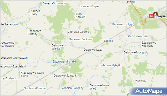 mapa Dąbrowa-Łazy gmina Szepietowo, Dąbrowa-Łazy gmina Szepietowo na mapie Targeo
