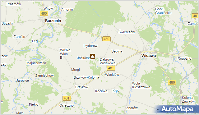 mapa Dąbrowa Widawska, Dąbrowa Widawska na mapie Targeo
