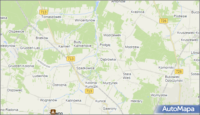 mapa Dąbrówka gmina Sławno, Dąbrówka gmina Sławno na mapie Targeo