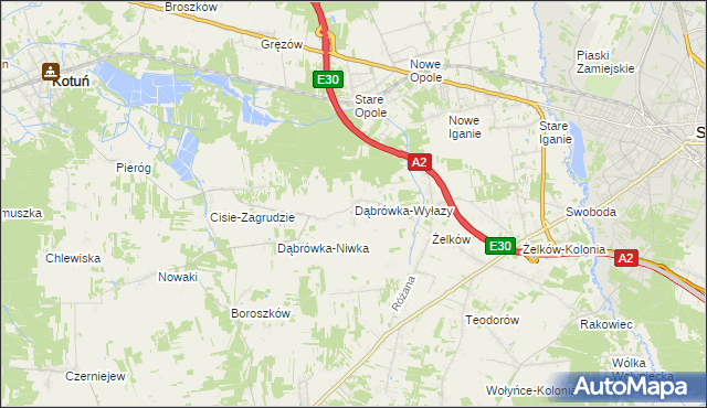 mapa Dąbrówka-Wyłazy, Dąbrówka-Wyłazy na mapie Targeo