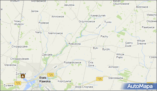 mapa Dańków gmina Biała Rawska, Dańków gmina Biała Rawska na mapie Targeo