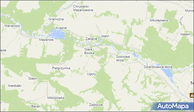 mapa Dębina gmina Dzierzkowice, Dębina gmina Dzierzkowice na mapie Targeo