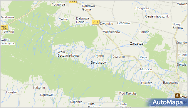 mapa Dębno gmina Nowa Słupia, Dębno gmina Nowa Słupia na mapie Targeo