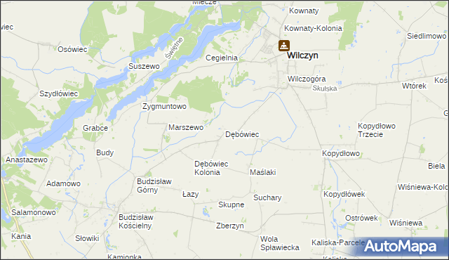 mapa Dębówiec gmina Wilczyn, Dębówiec gmina Wilczyn na mapie Targeo
