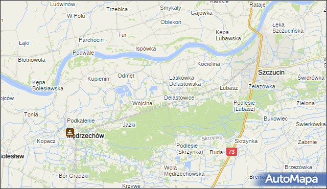 mapa Delastowice, Delastowice na mapie Targeo