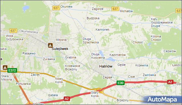 mapa Długa Kościelna, Długa Kościelna na mapie Targeo