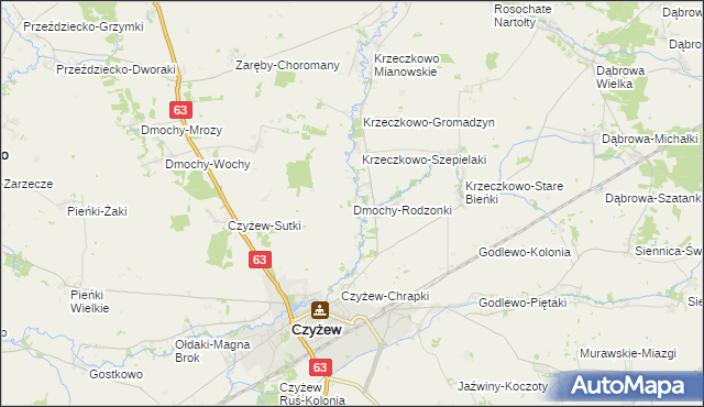 mapa Dmochy-Rodzonki, Dmochy-Rodzonki na mapie Targeo