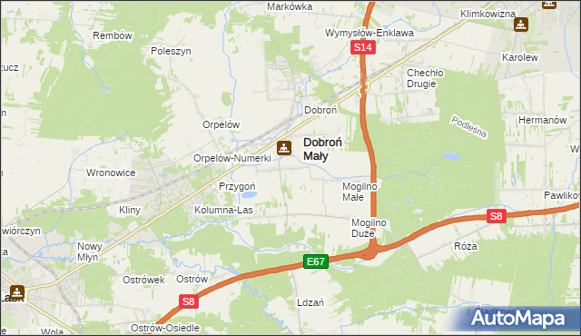 mapa Dobroń Duży, Dobroń Duży na mapie Targeo