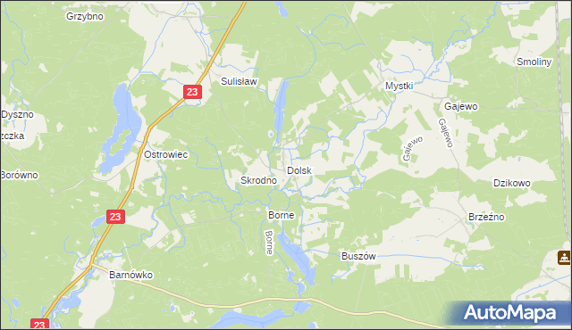 mapa Dolsk gmina Dębno, Dolsk gmina Dębno na mapie Targeo