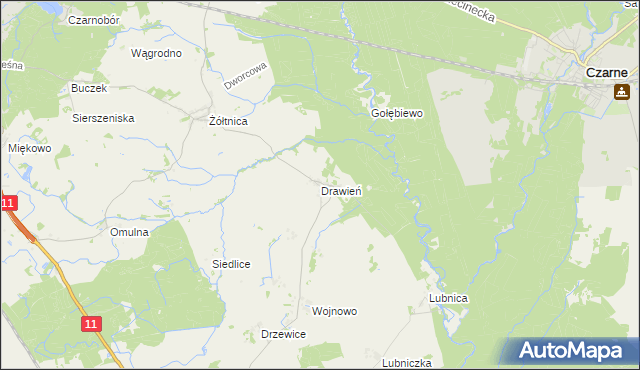 mapa Drawień, Drawień na mapie Targeo