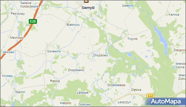 mapa Drozdowo gmina Rymań, Drozdowo gmina Rymań na mapie Targeo