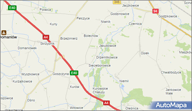 mapa Drzemlikowice, Drzemlikowice na mapie Targeo