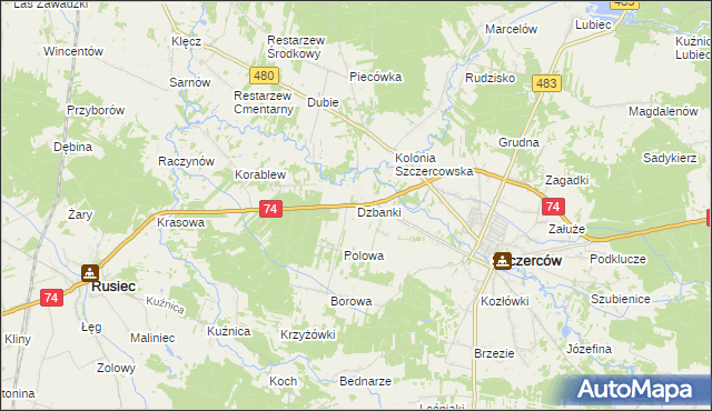 mapa Dzbanki, Dzbanki na mapie Targeo