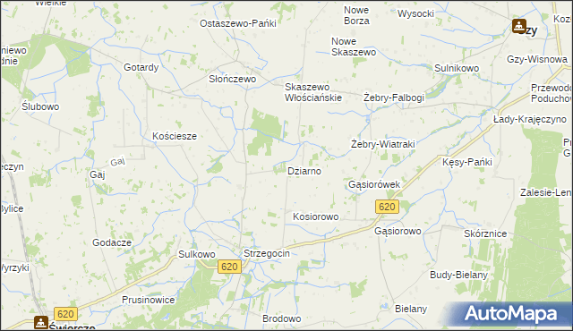 mapa Dziarno gmina Świercze, Dziarno gmina Świercze na mapie Targeo