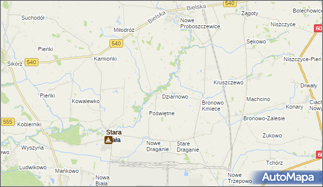 mapa Dziarnowo gmina Stara Biała, Dziarnowo gmina Stara Biała na mapie Targeo