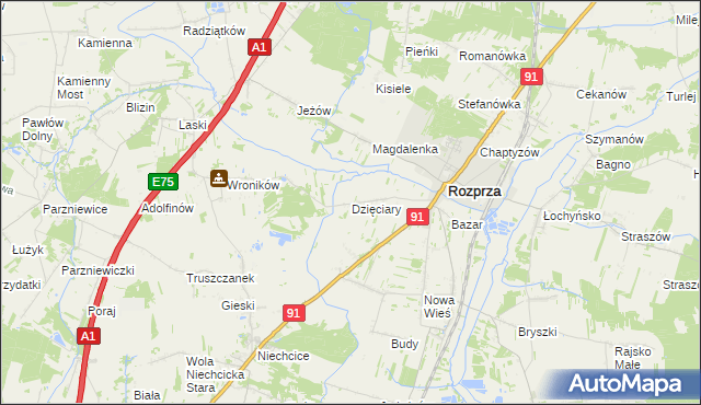 mapa Dzięciary, Dzięciary na mapie Targeo