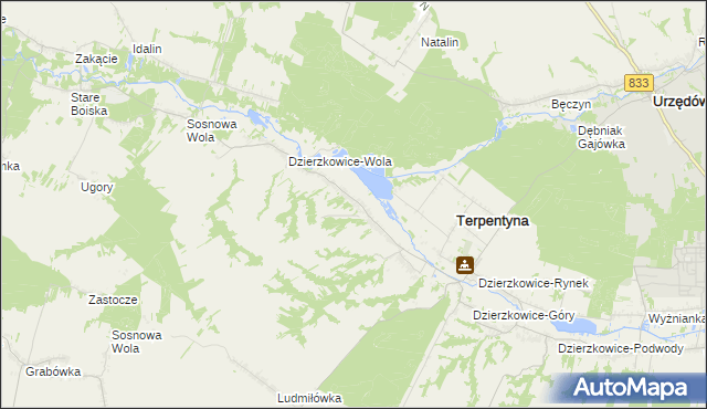 mapa Dzierzkowice-Zastawie, Dzierzkowice-Zastawie na mapie Targeo