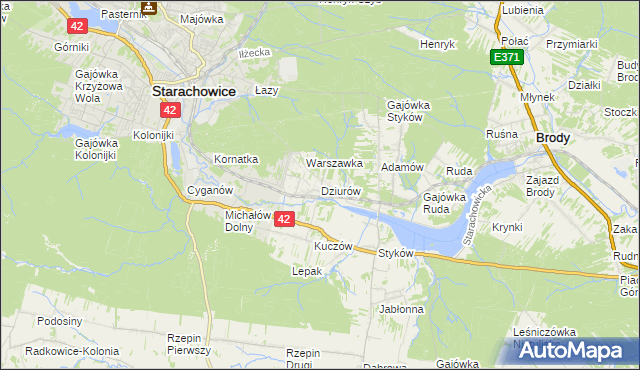 mapa Dziurów gmina Brody, Dziurów gmina Brody na mapie Targeo