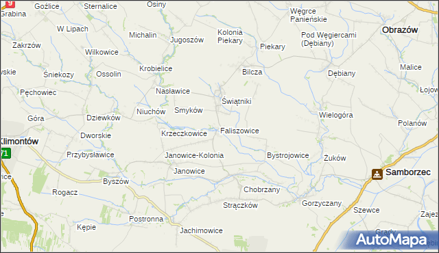 mapa Faliszowice, Faliszowice na mapie Targeo