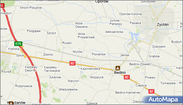 mapa Florianów gmina Bedlno, Florianów gmina Bedlno na mapie Targeo