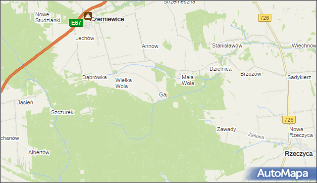 mapa Gaj gmina Czerniewice, Gaj gmina Czerniewice na mapie Targeo